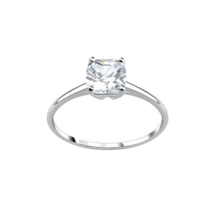 Sterling Silver Ring Cushion Cubic Zirconia. Size 7. New.